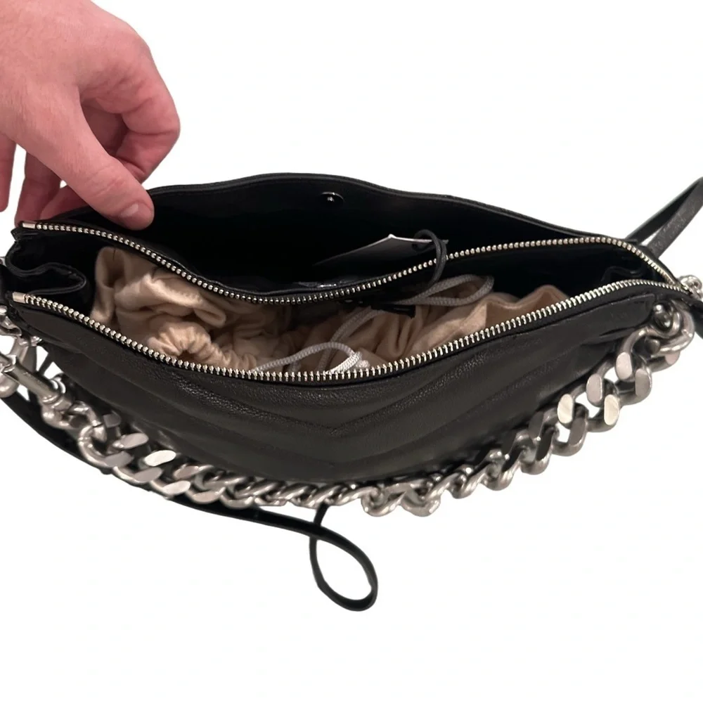 Rebecca Minkoff Black Silver Quilted Shoulder Bag